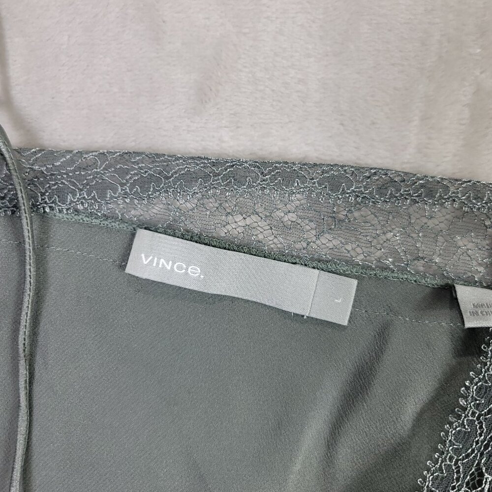 Vince Gray Lace-Trim 100% Silk Women's Camisole Top | Size L - Picture 6 of 8